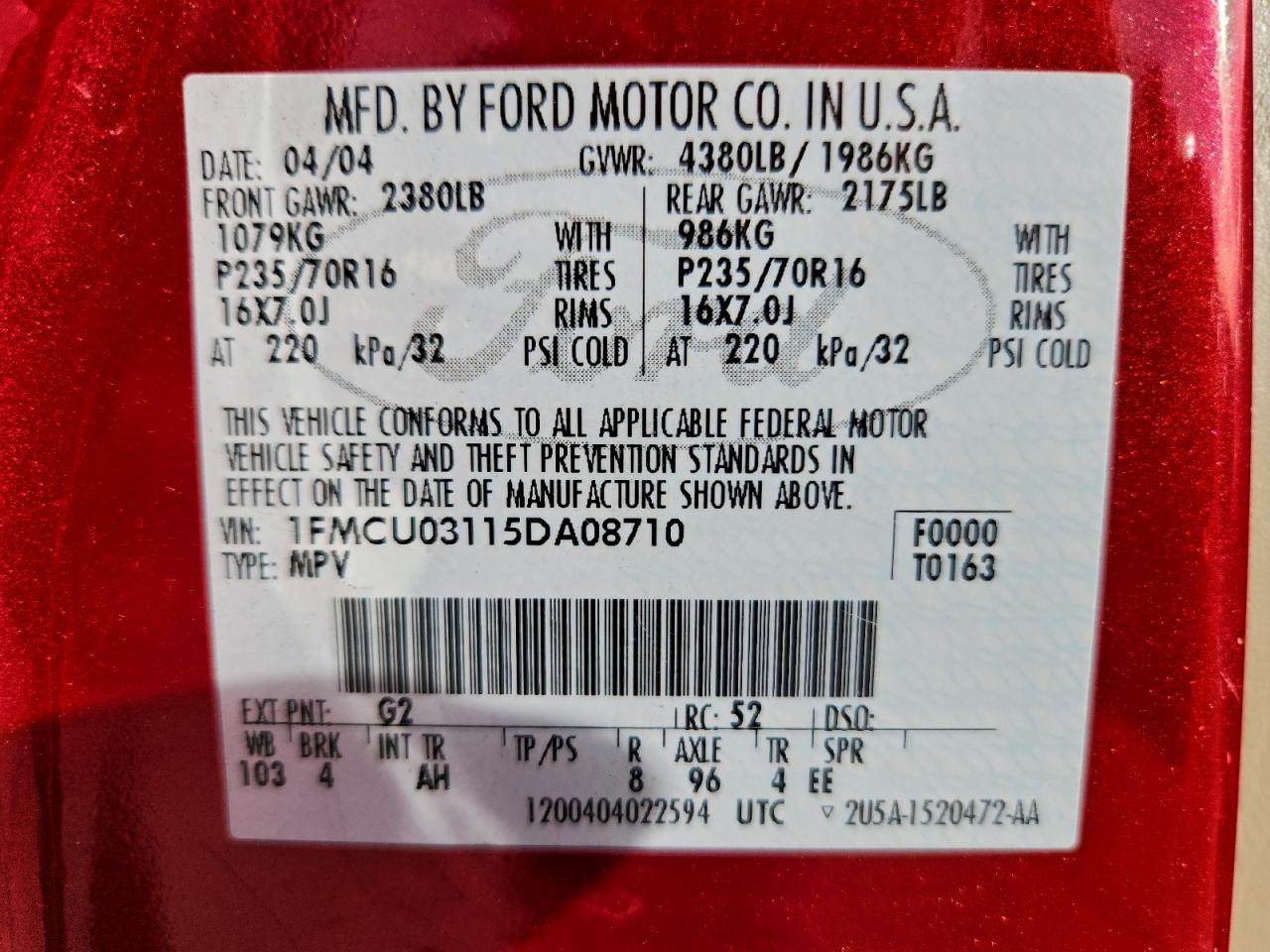 2005 FORD ESCAPE XLT photo 25