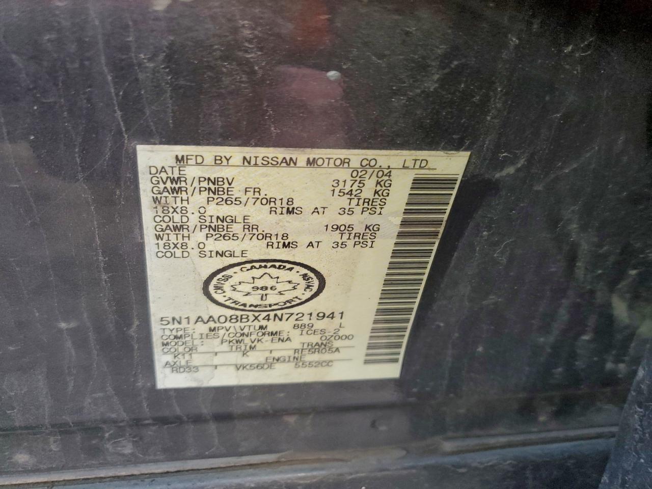 2004 NISSAN ARMADA SE photo 13