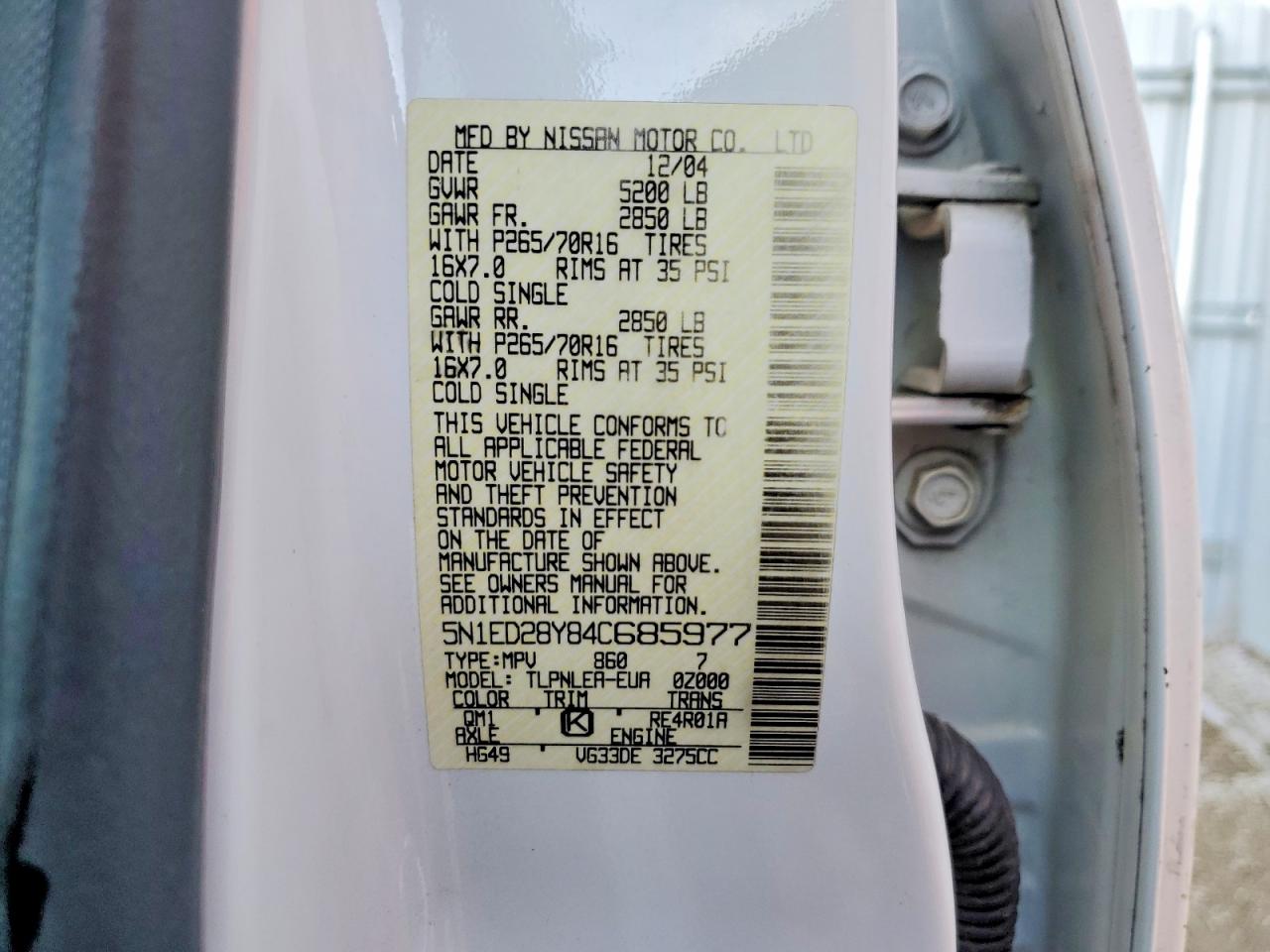 2004 NISSAN XTERRA XE photo 25
