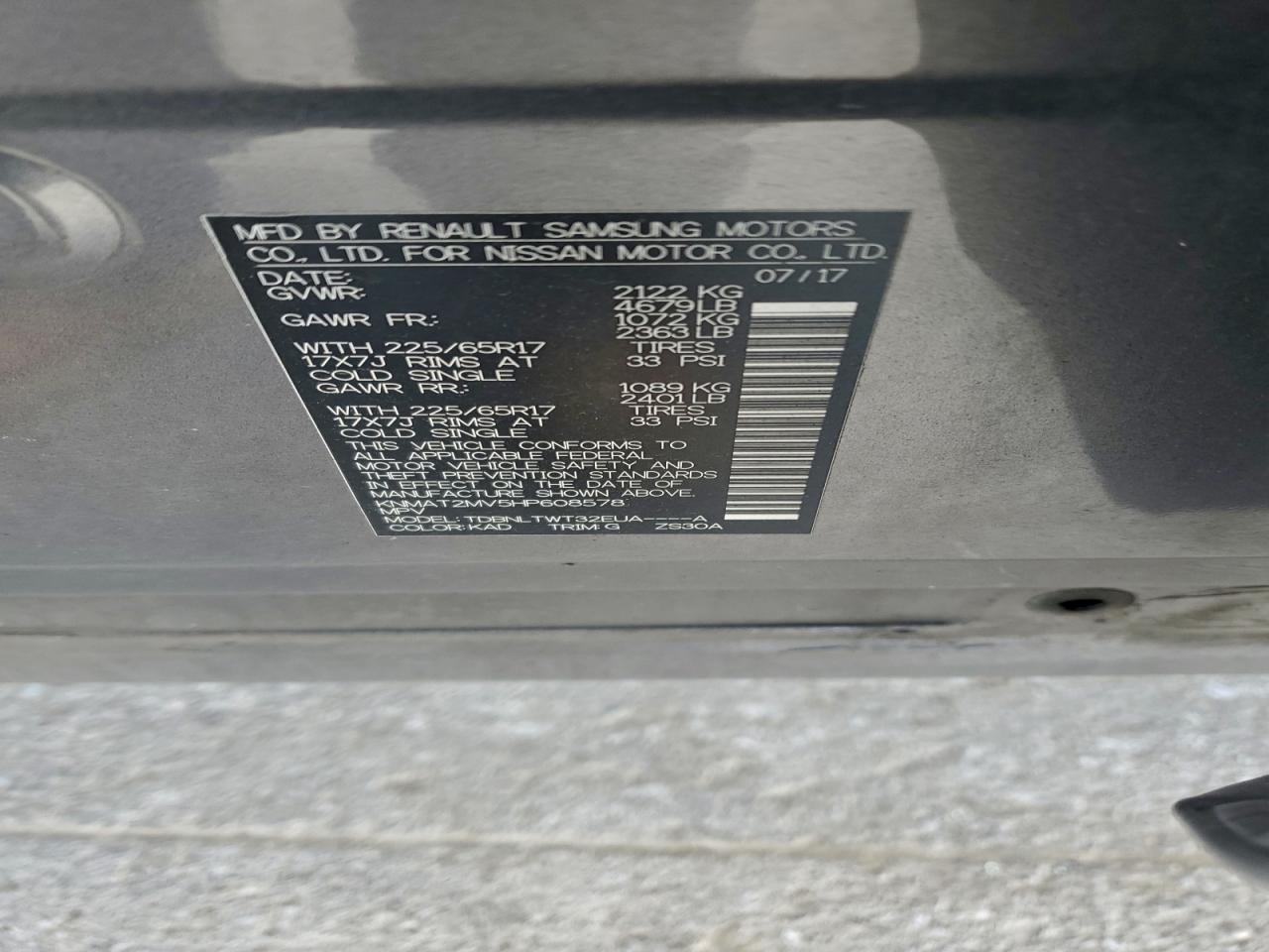 2017 NISSAN ROGUE SV photo 14
