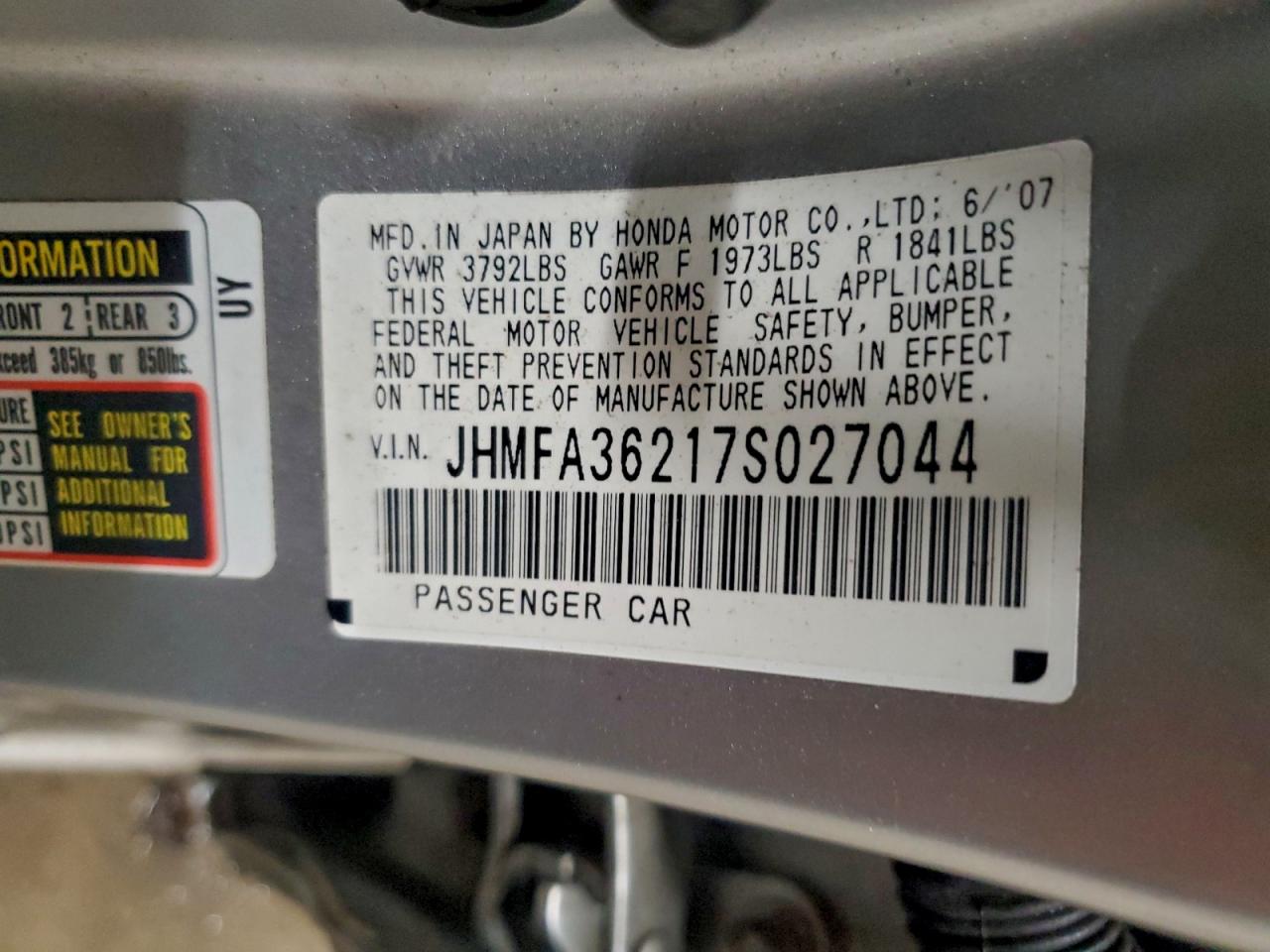 2007 HONDA CIVIC HYBRID photo 23