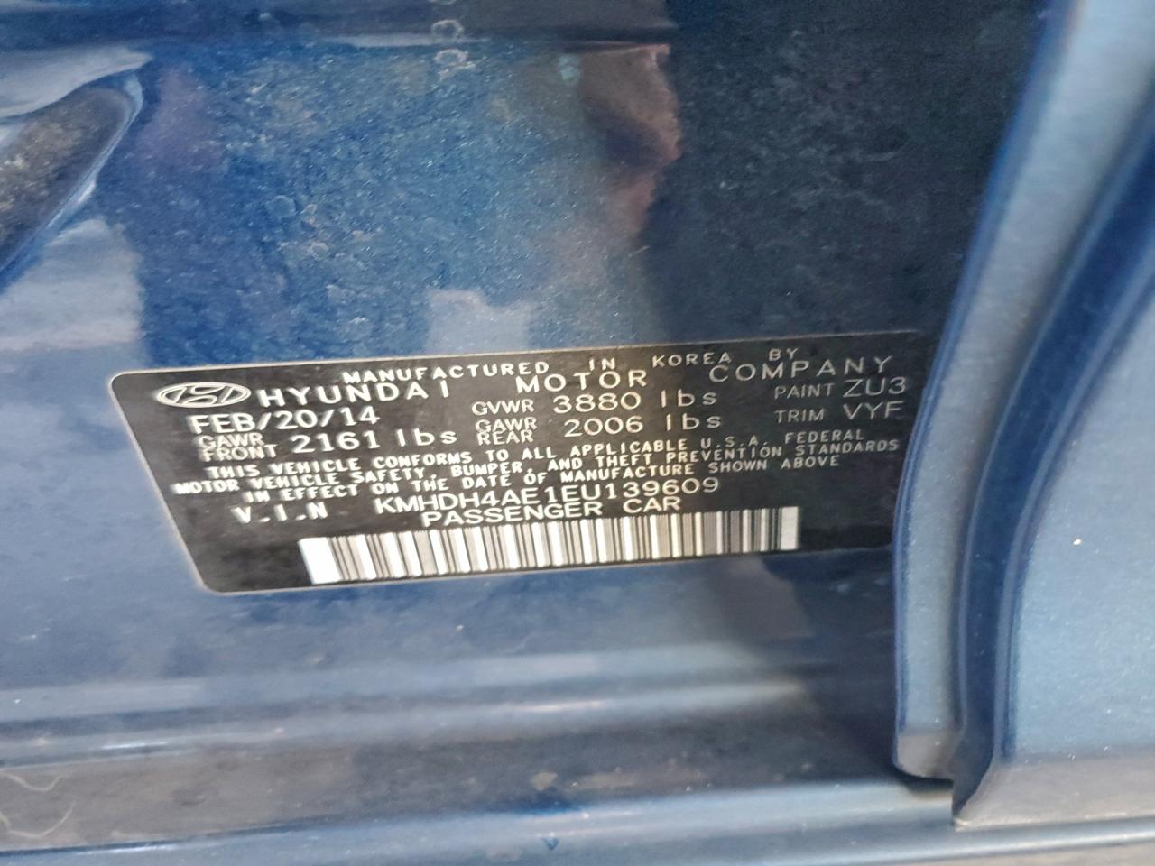 2014 HYUNDAI ELANTRA SE photo 12