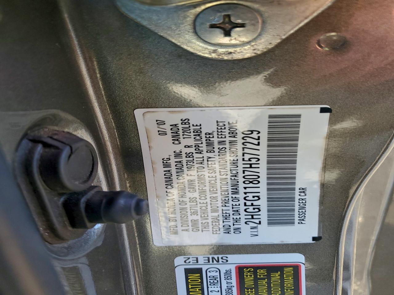2007 HONDA CIVIC EX photo 12