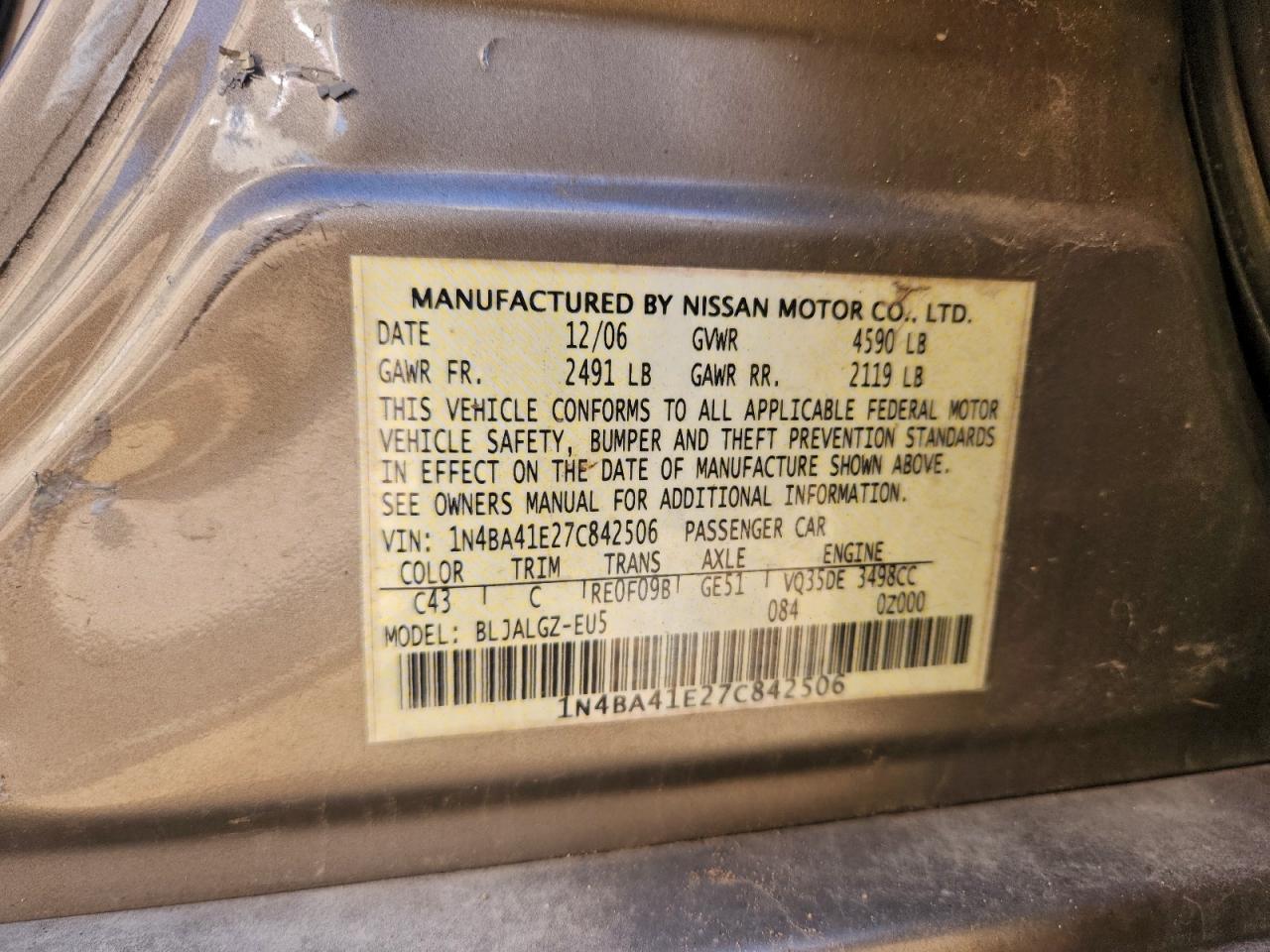 2007 NISSAN MAXIMA SE photo 13