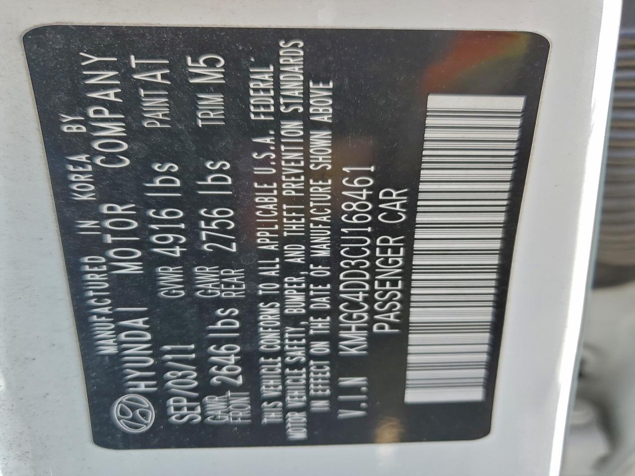 2012 HYUNDAI GENESIS 3.8L V6 photo 23