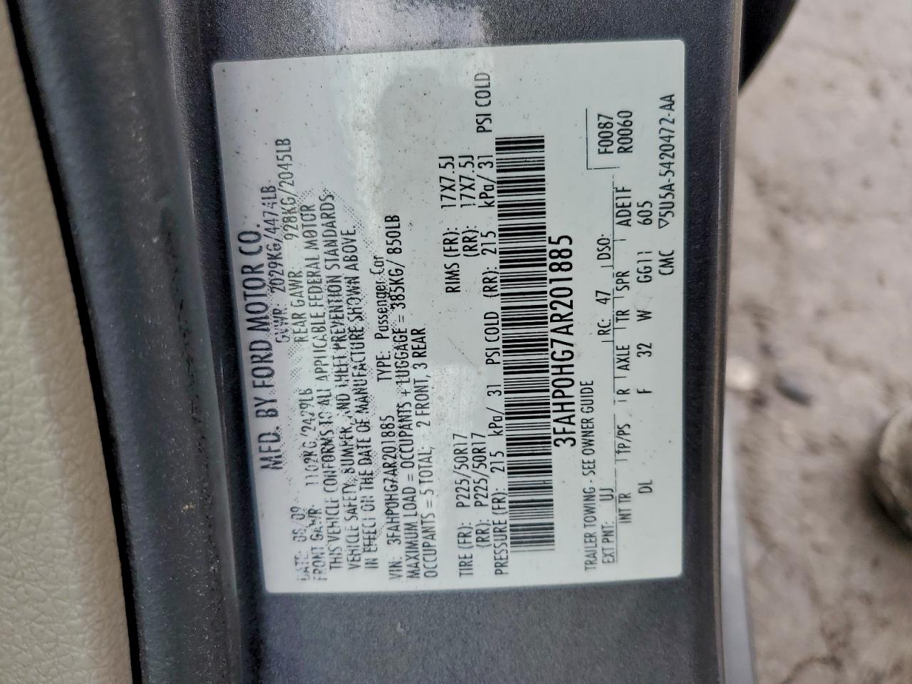 2010 FORD FUSION SE photo 23