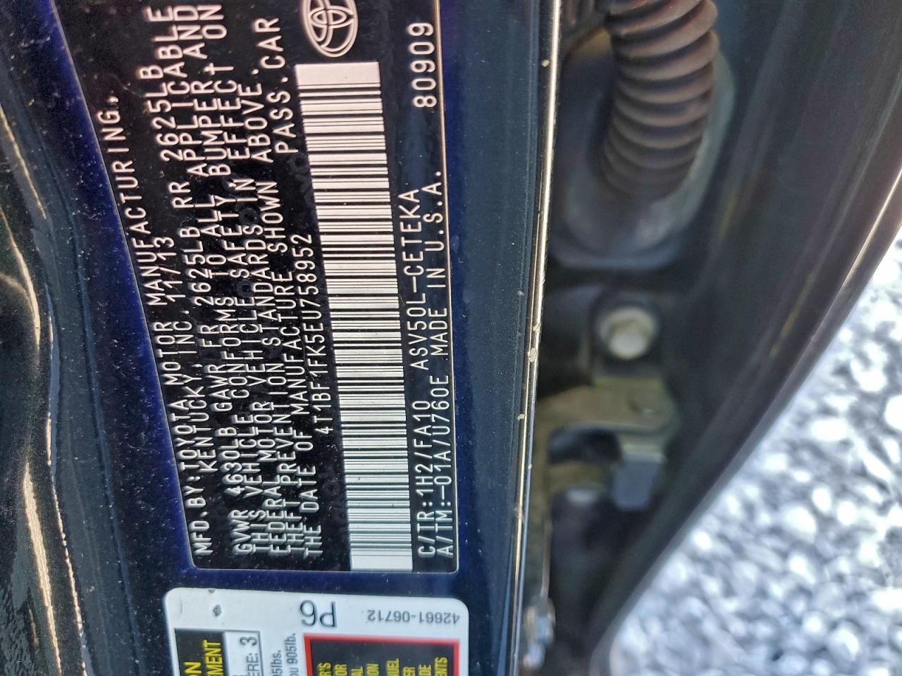 2014 TOYOTA CAMRY L photo 12