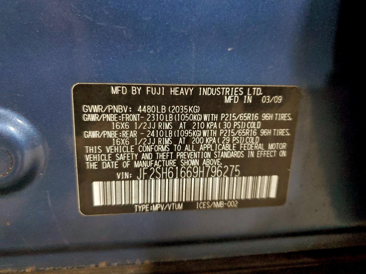 2009 SUBARU FORESTER 2.5X photo 12