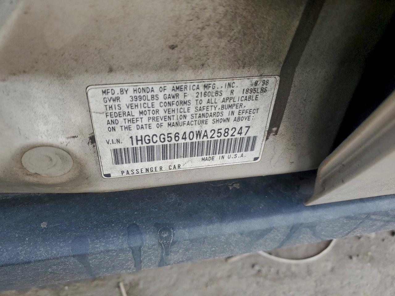 1998 HONDA ACCORD LX photo 12