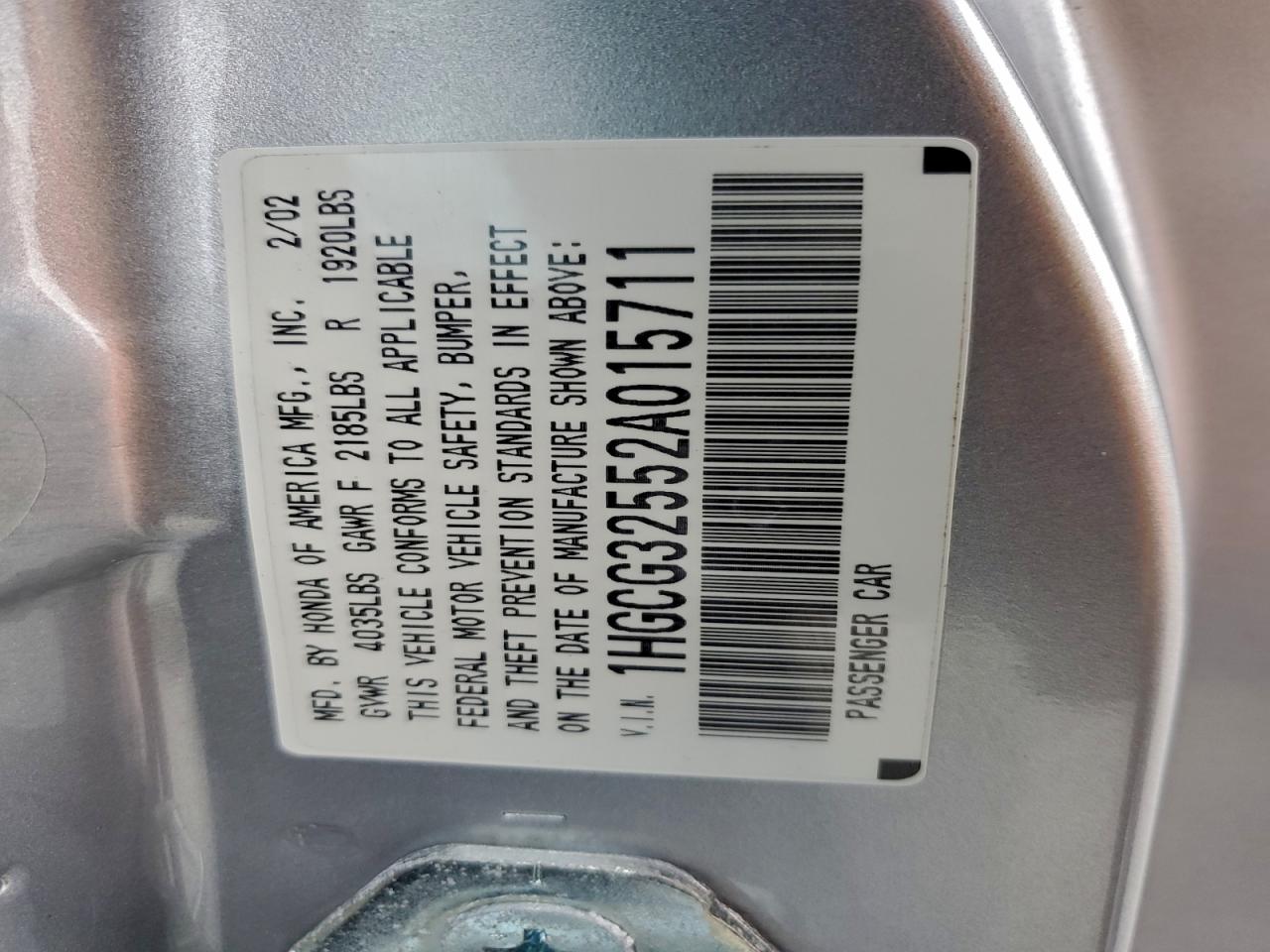 2002 HONDA ACCORD EX photo 13