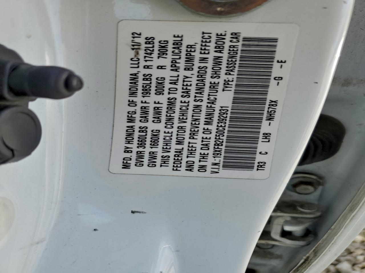 2012 HONDA CIVIC LX photo 13