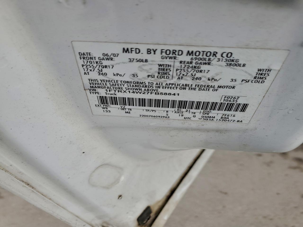 2007 FORD F150 photo 12