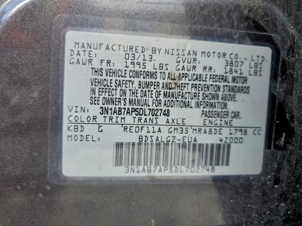 2013 NISSAN SENTRA S photo 12