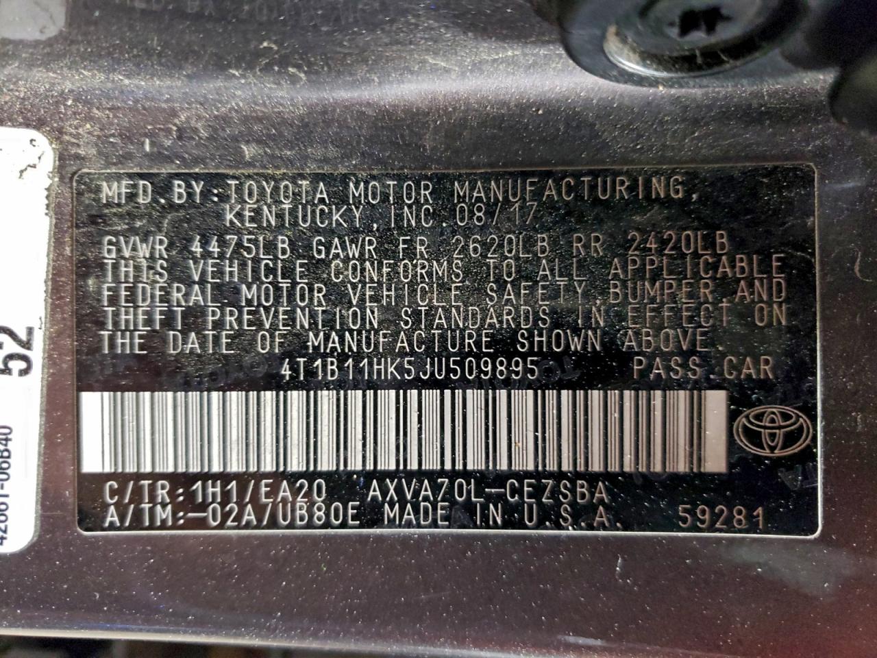 2018 TOYOTA CAMRY L photo 25