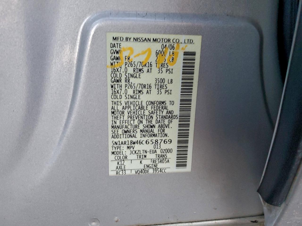 2006 NISSAN PATHFINDER LE photo 12