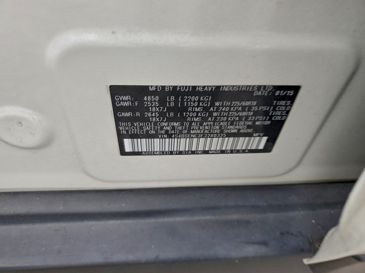 2015 SUBARU OUTBACK 3.6R LIMITED photo 14