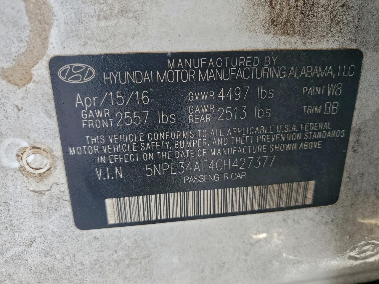 2016 HYUNDAI SONATA SPORT photo 13