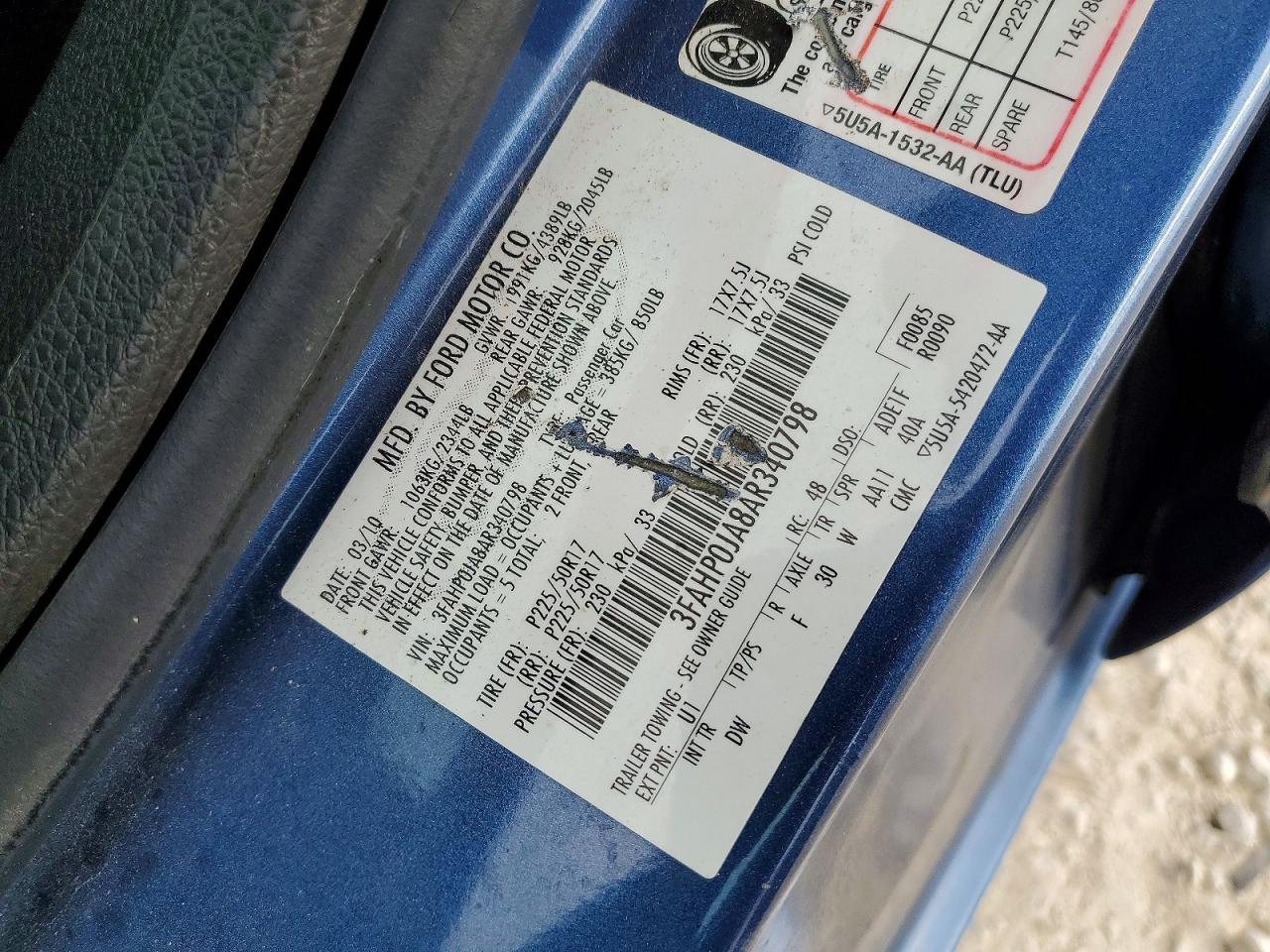 2010 FORD FUSION SEL photo 49