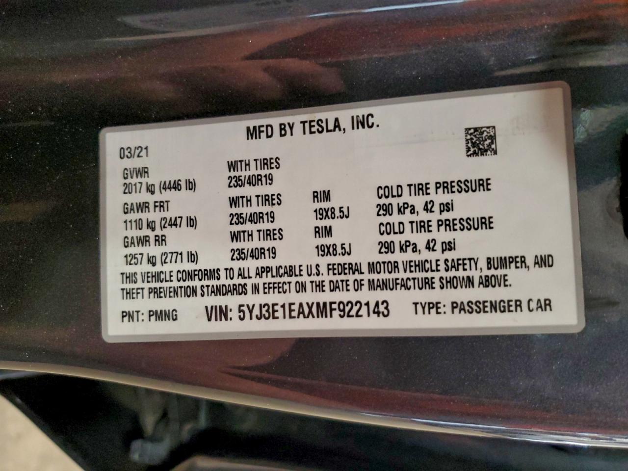 2021 TESLA MODEL 3 photo 23