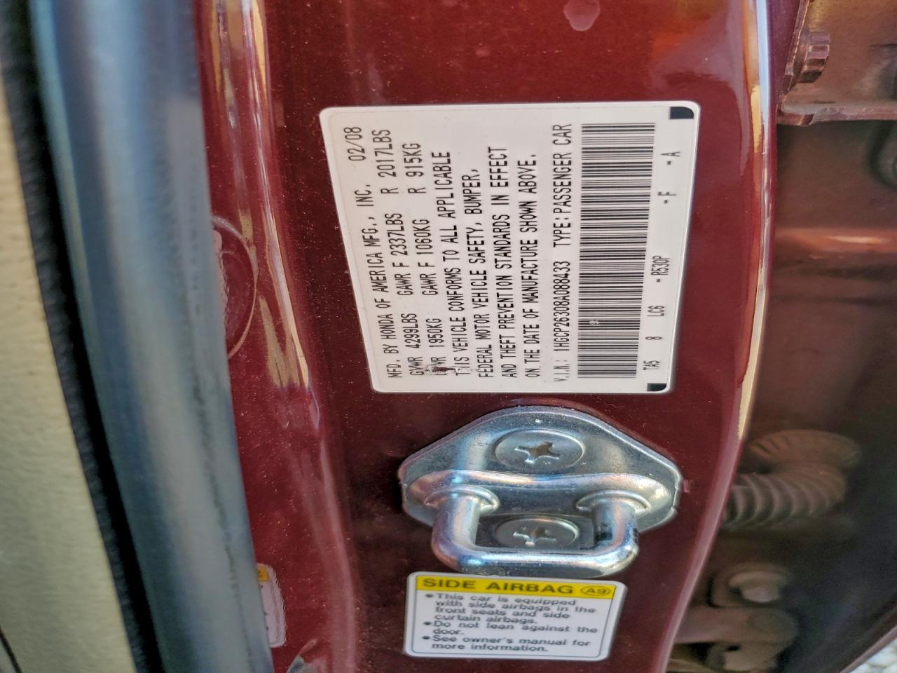 2008 HONDA ACCORD LX photo 23