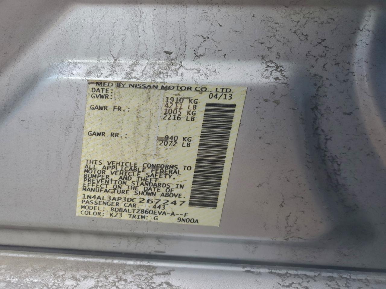 2013 NISSAN ALTIMA 2.5 photo 12