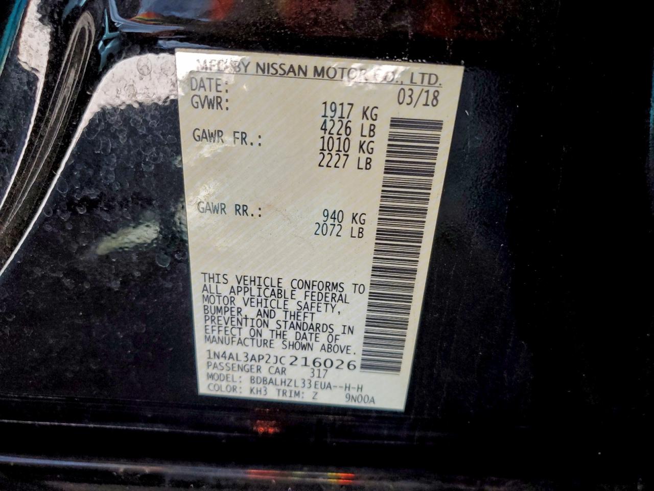 2018 NISSAN ALTIMA 2.5 photo 12