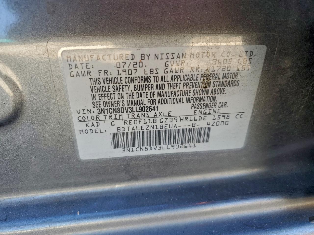 2020 NISSAN VERSA S photo 12