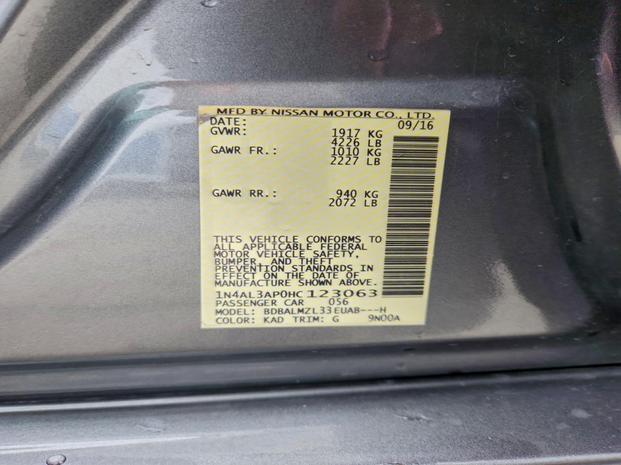 2017 NISSAN ALTIMA 2.5 SV photo 13