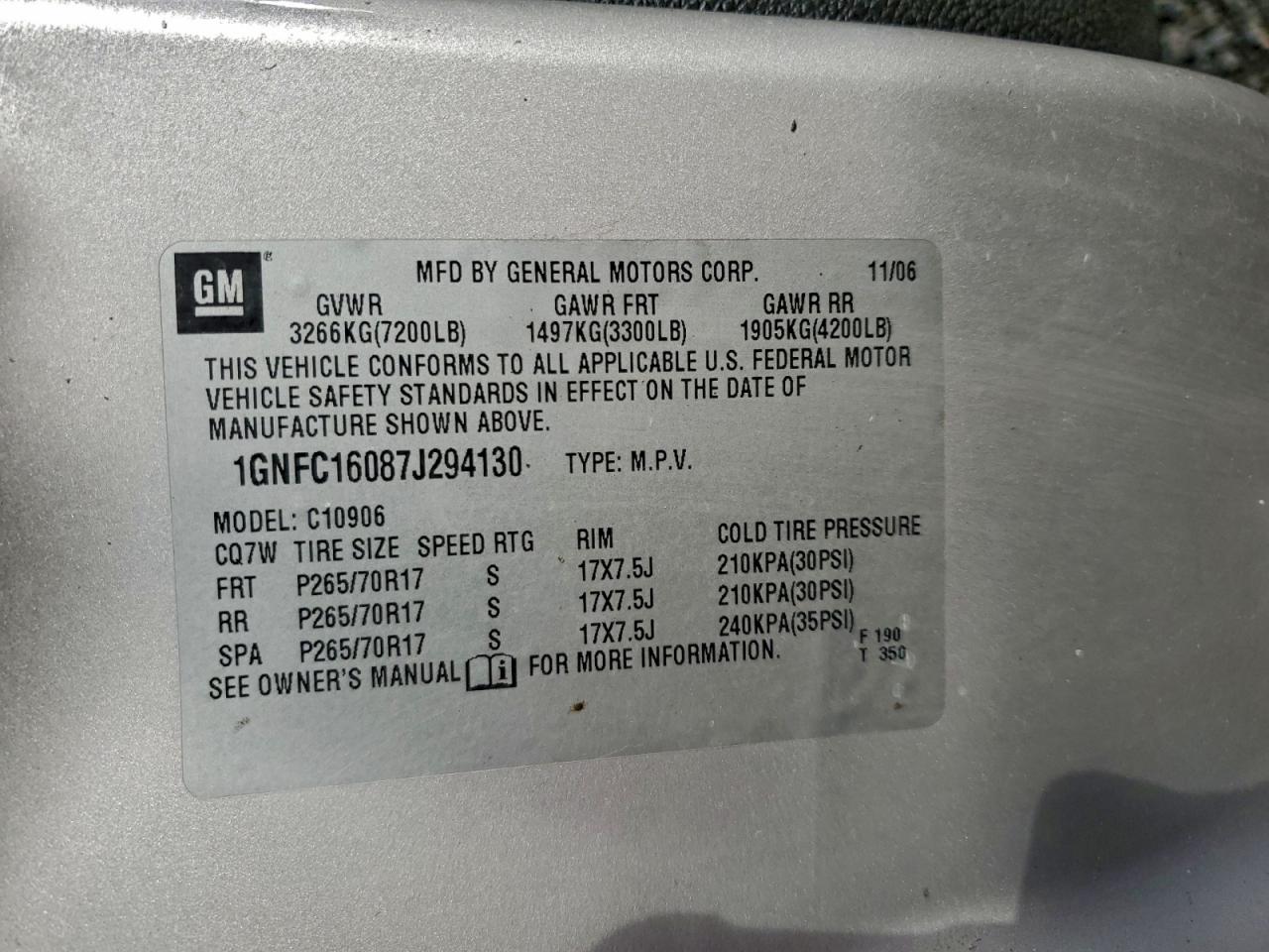 2007 CHEVROLET SUBURBAN C1500 photo 25