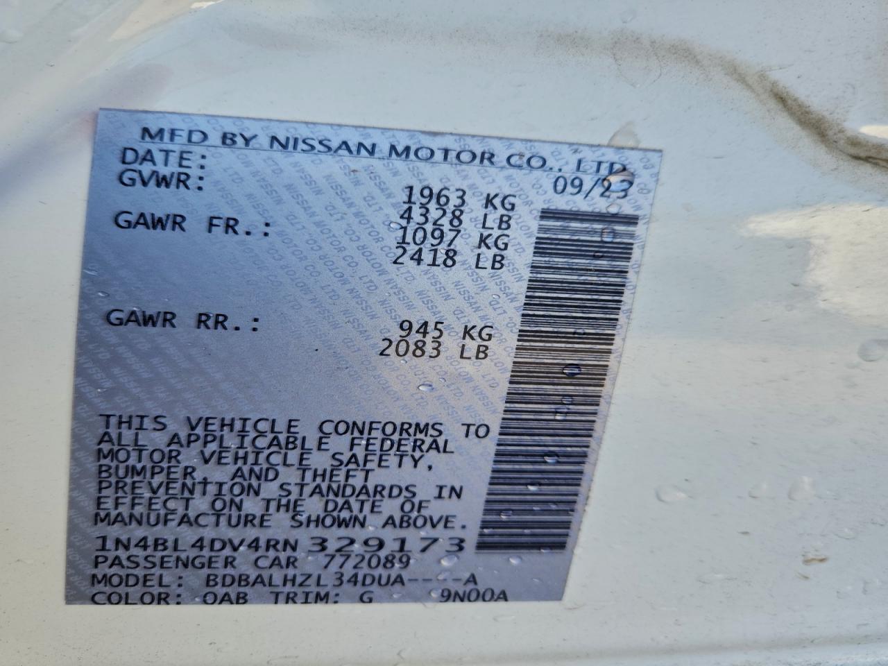 2024 NISSAN ALTIMA SV photo 12