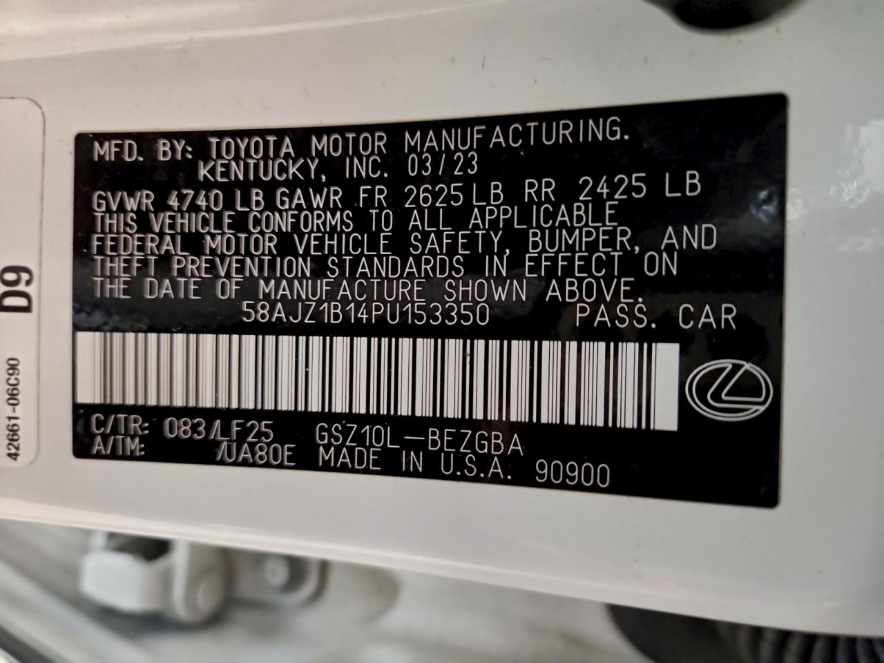 2023 LEXUS ES 350 F SPORT HANDLING photo 13