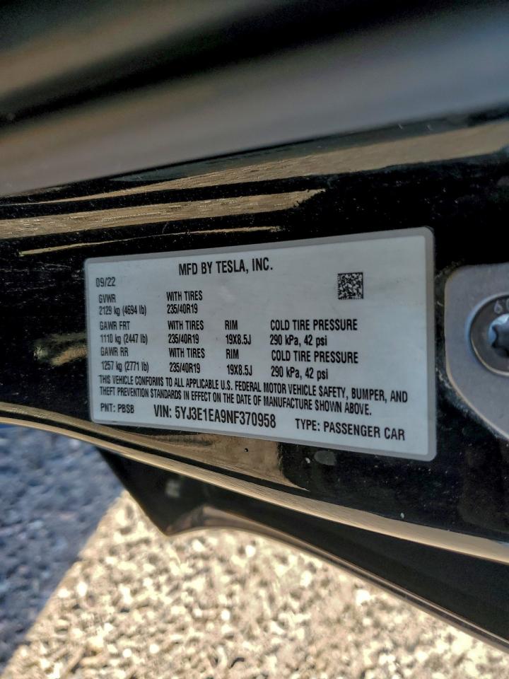 2022 TESLA MODEL 3 photo 12