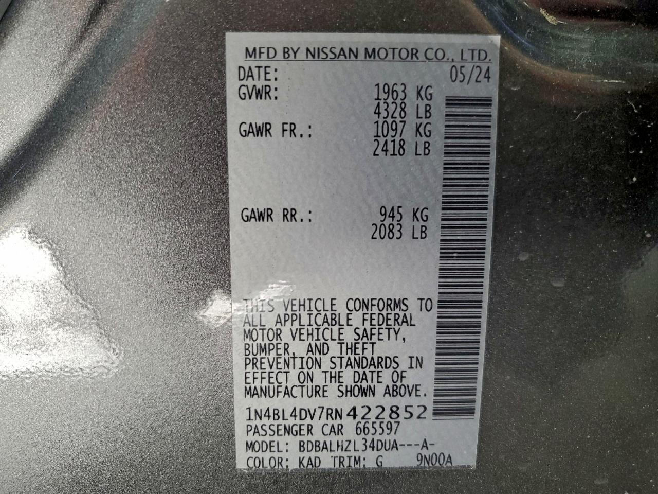 2024 NISSAN ALTIMA SV photo 12