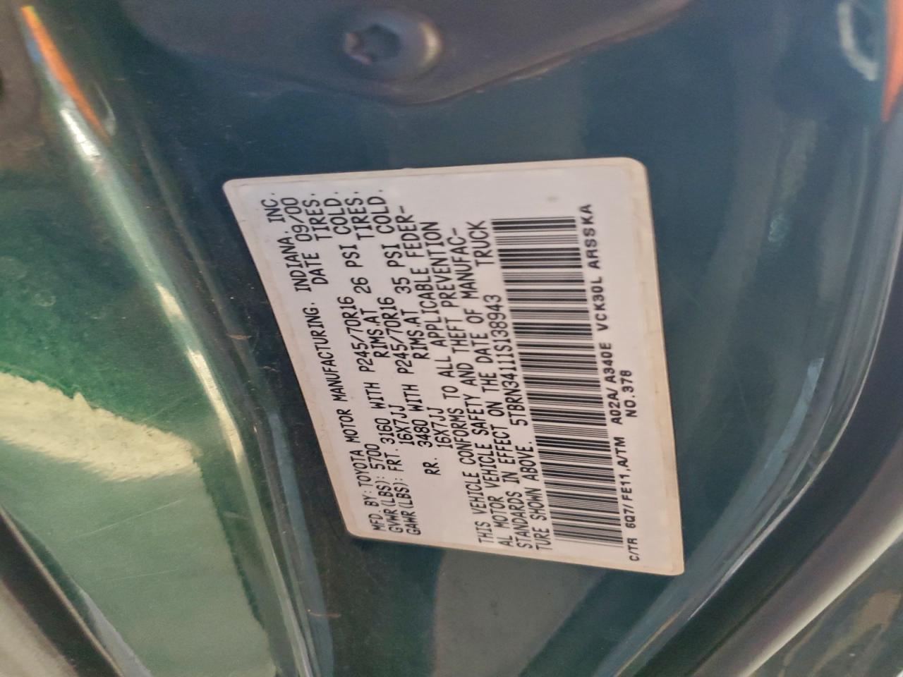 2001 TOYOTA TUNDRA ACCESS CAB SR5 photo 13