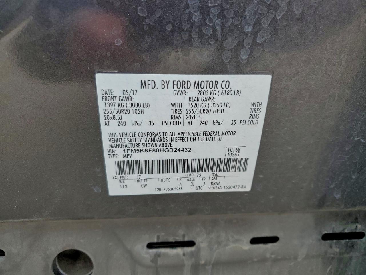 2017 FORD EXPLORER LIMITED photo 40