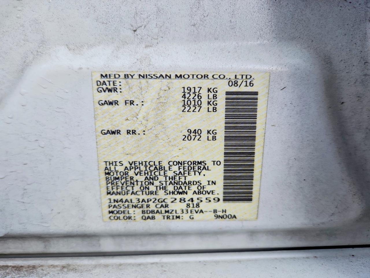 2016 NISSAN ALTIMA 2.5 photo 12