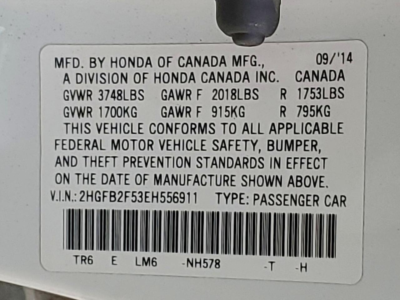 2014 HONDA CIVIC LX photo 34
