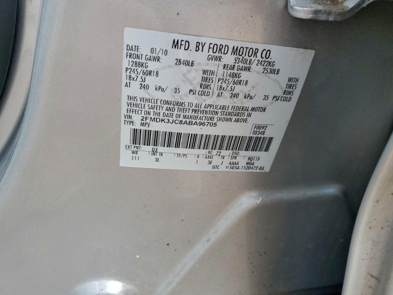 2010 FORD EDGE SEL photo 37