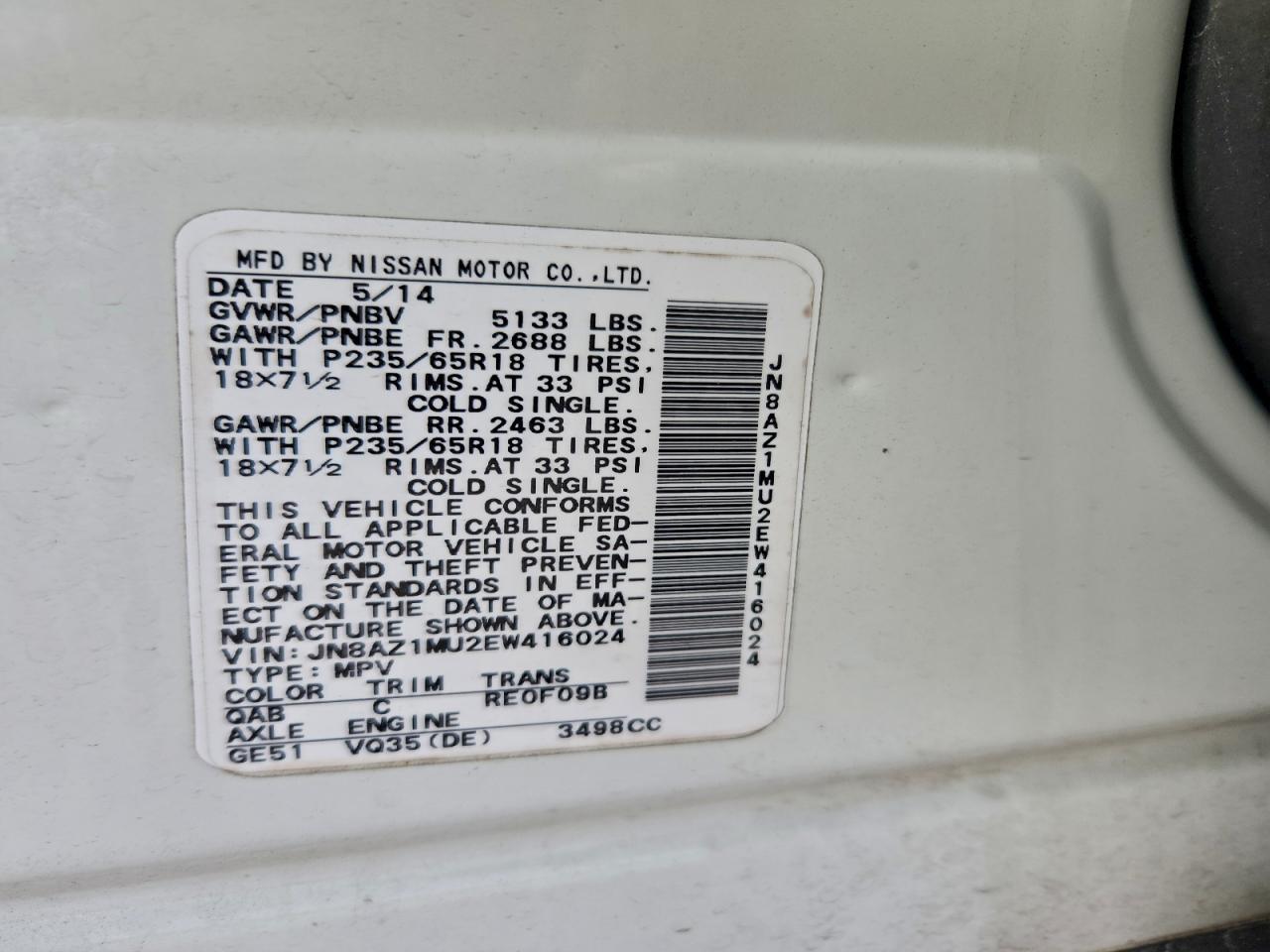 2014 NISSAN MURANO S photo 37