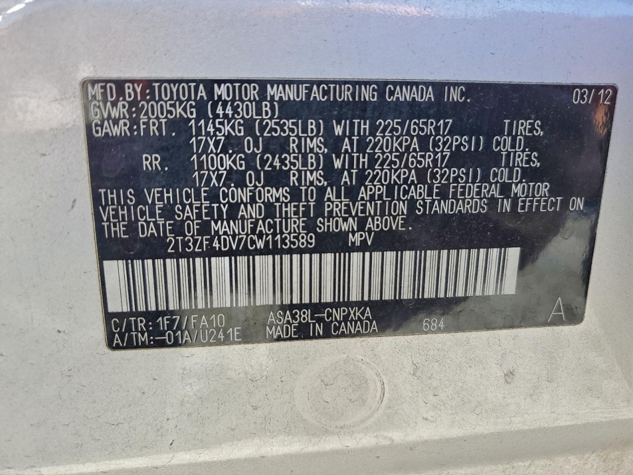 2012 TOYOTA RAV4 photo 13