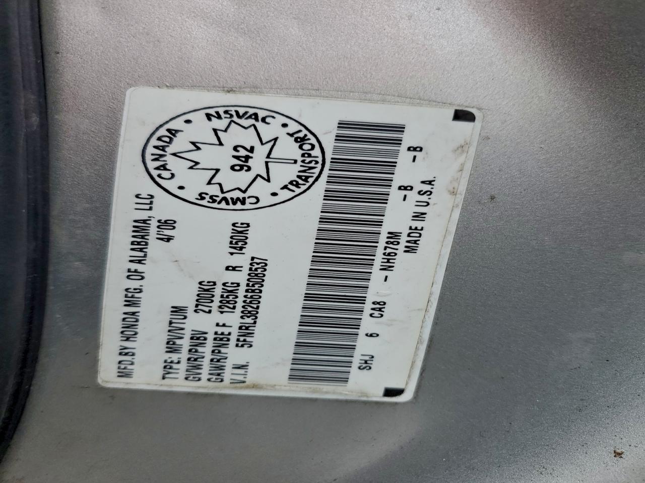 2006 HONDA ODYSSEY LX photo 13