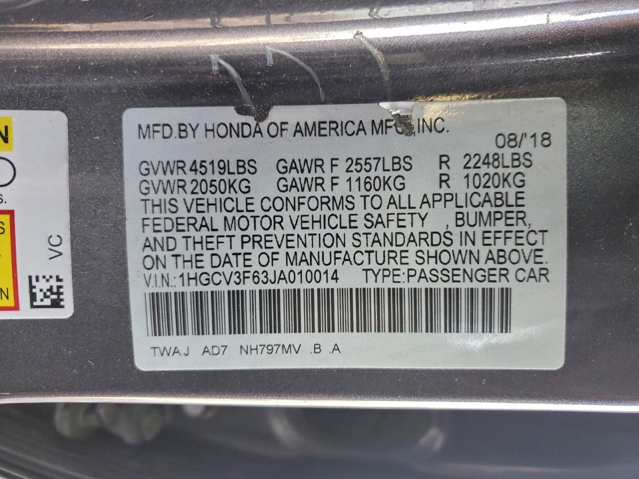 2018 HONDA ACCORD HYBRID EXL photo 12