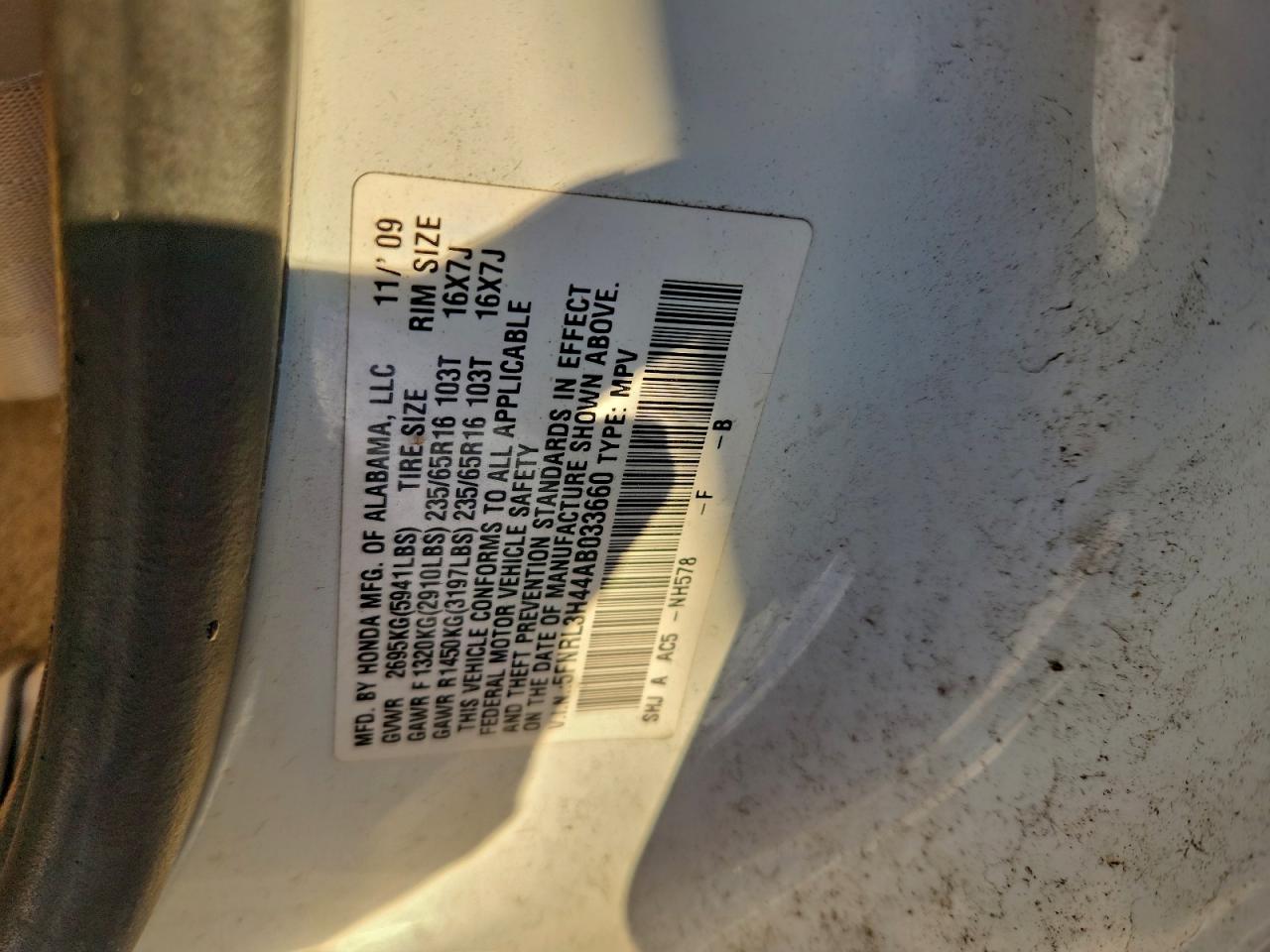 2010 HONDA ODYSSEY EX photo 25