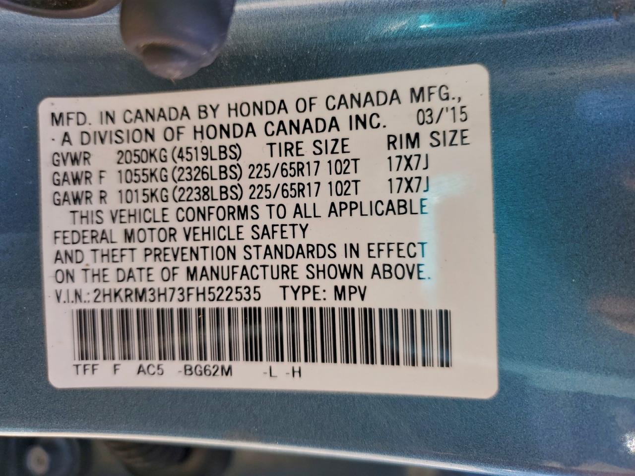 2015 HONDA CR-V EXL photo 37