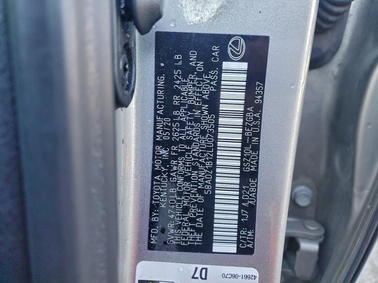 2020 LEXUS ES 350 photo 37