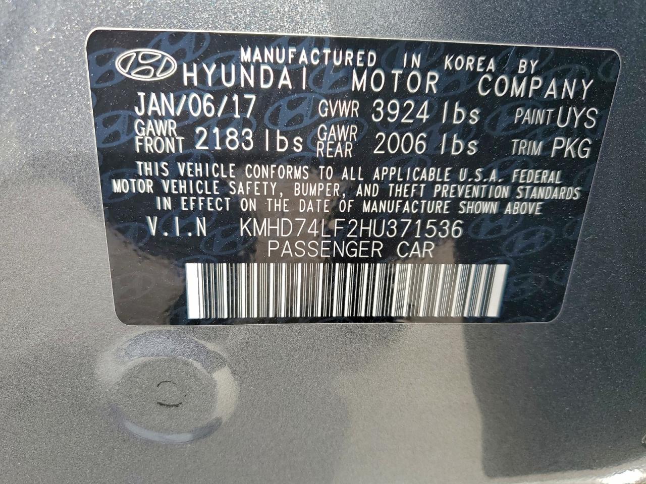 2017 HYUNDAI ELANTRA SE photo 12