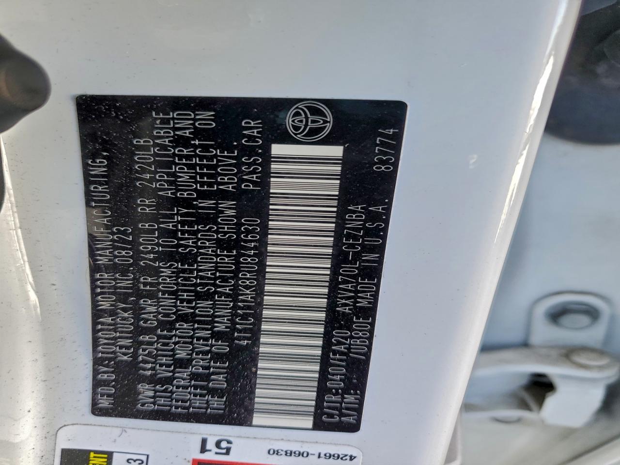 2024 TOYOTA CAMRY LE photo 12