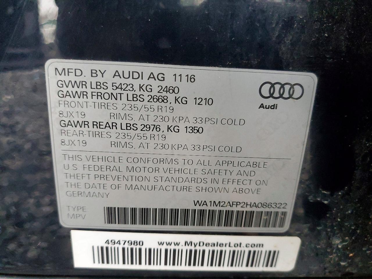 2017 AUDI Q5 PREMIUM PLUS photo 13