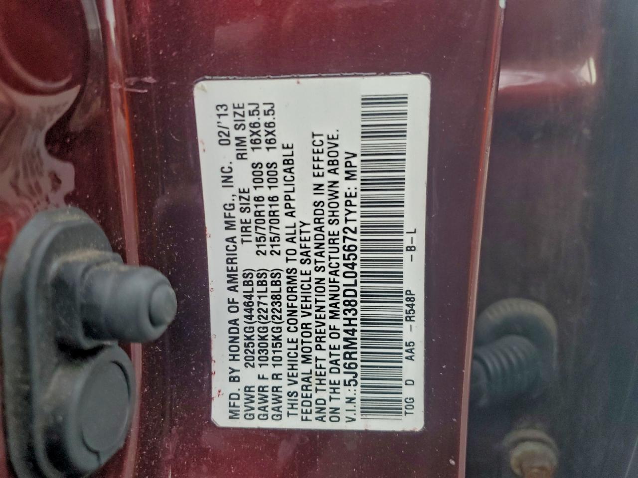 2013 HONDA CR-V LX photo 25