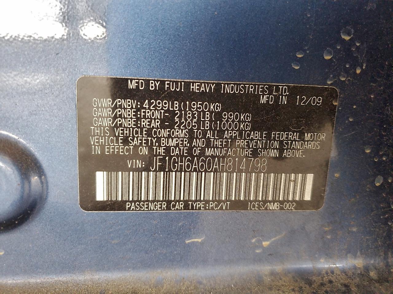 2010 SUBARU IMPREZA 2.5I photo 12